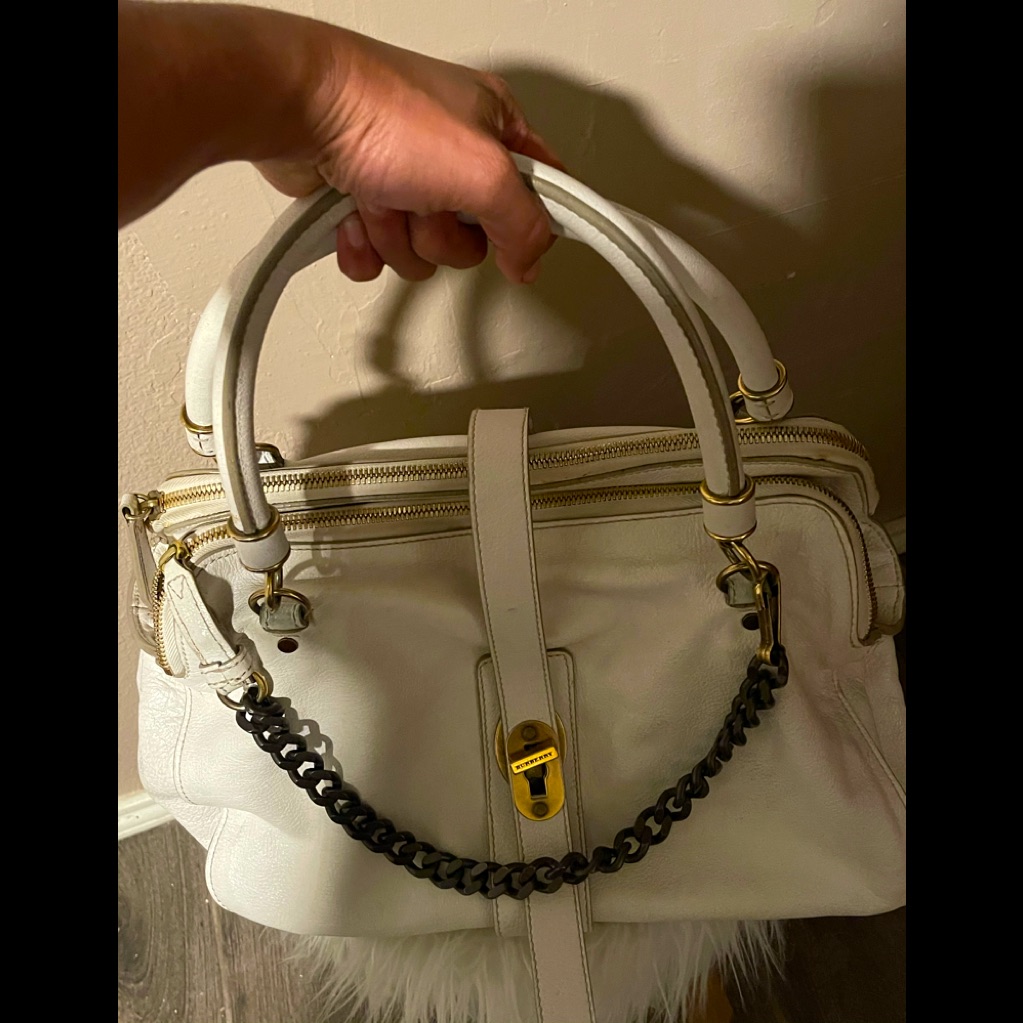 Burrbery Bolsa De Piel Blanca Autentic Brand New Burrbery Bolsa De Piel Blanca Autentic Brand New